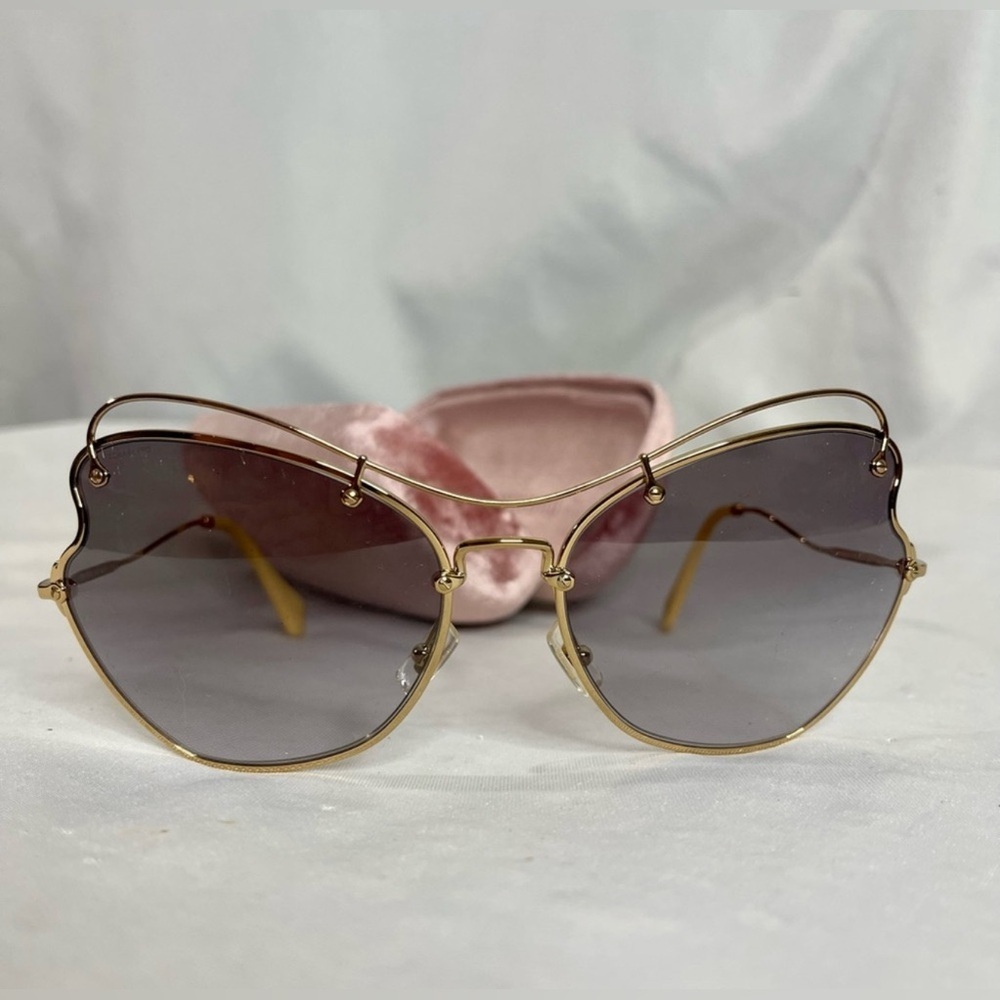 Miu Miu | womens retro pink & yellow sunglassses/aviators &‎ case (SMU56R)
